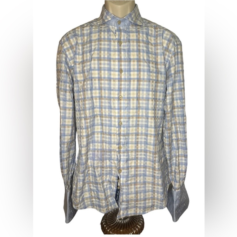 men’s Robert Graham shirt size Large Collar Flip Cuffs